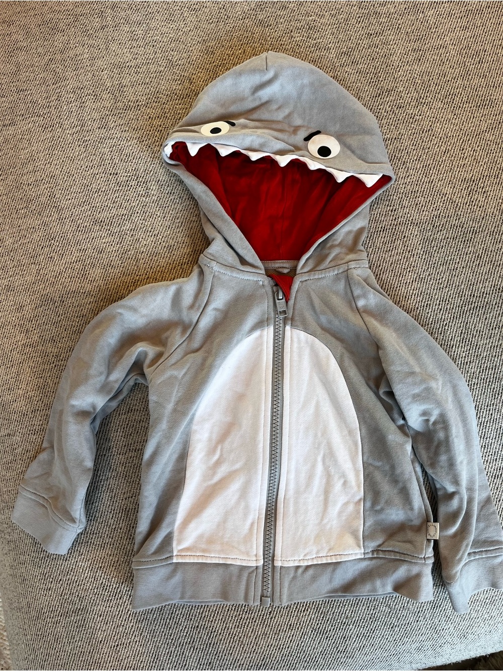 Stella McCartney Kids Shark Hoodie - Gray with Red Hood Lining